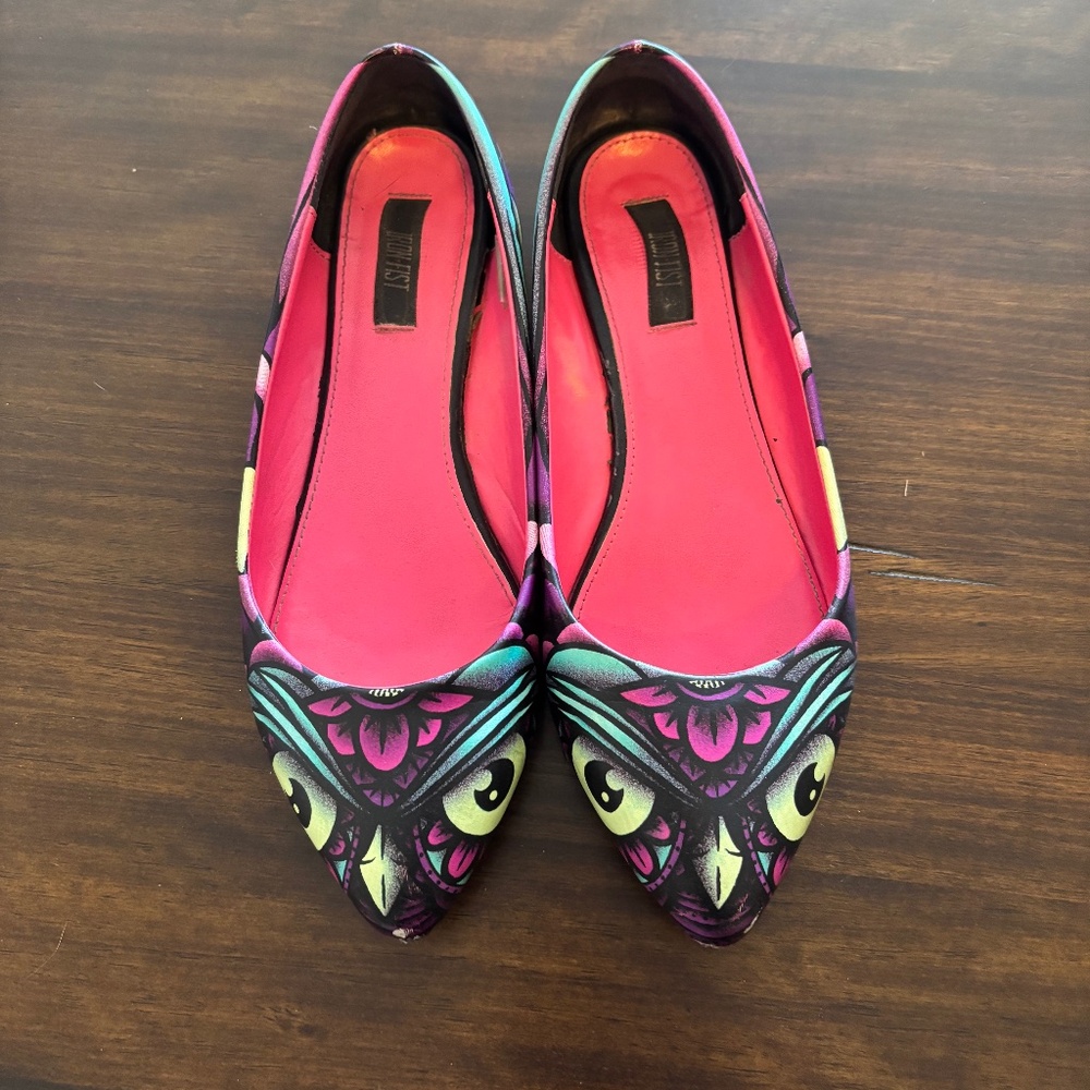 Rare Iron Fist Owl Steampunk Flats Sz 10